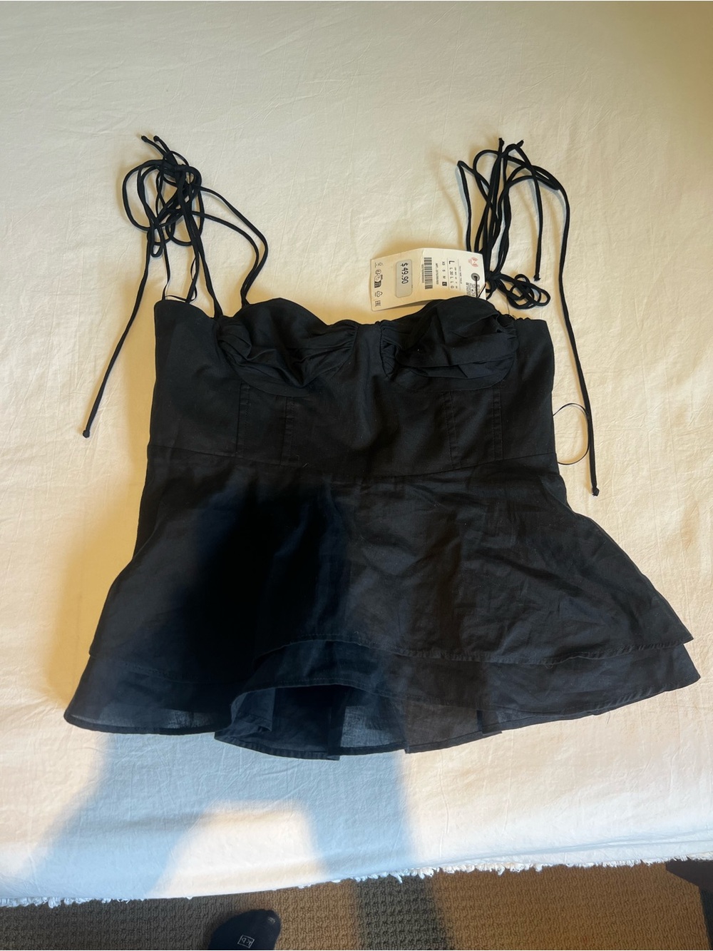 Zara Women’s Black Ruffled Camisole Top